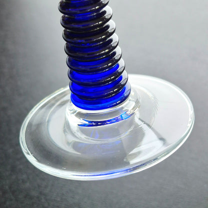 Cobalt Blue & Clear Textured Goblet, Set of 2