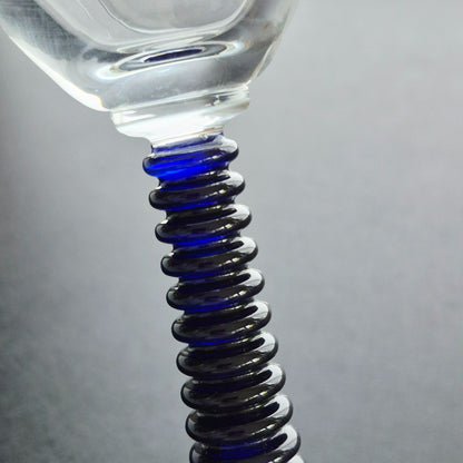 Cobalt Blue & Clear Textured Goblet, Set of 2