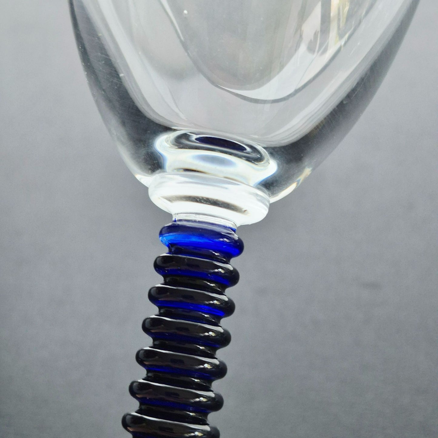Cobalt Blue & Clear Textured Goblet, Set of 2