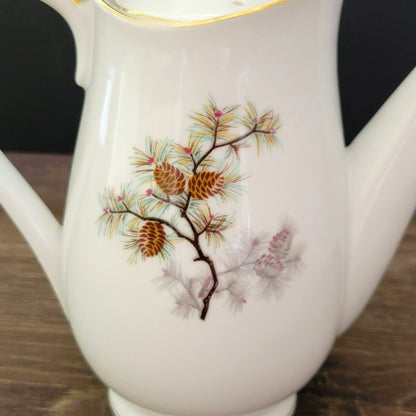 Vintage Pinecone Porcelain Coffee/Tea Pot With Lid, 24fl. oz.