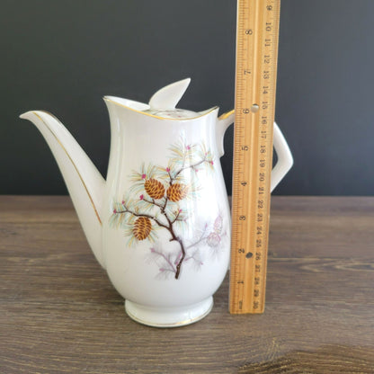 Vintage Pinecone Porcelain Coffee/Tea Pot With Lid, 24fl. oz.