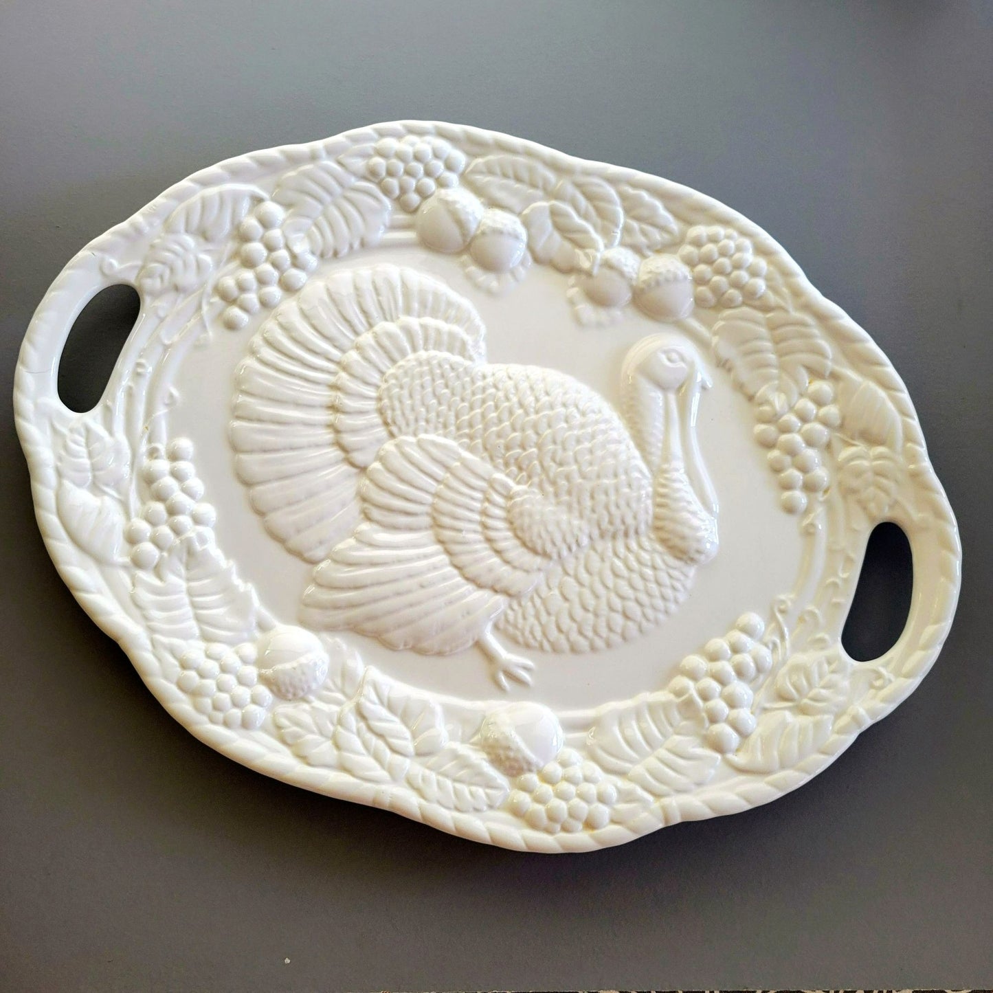 Montgomery Ward Large 21" White Ceramic Turkey Serving Platter