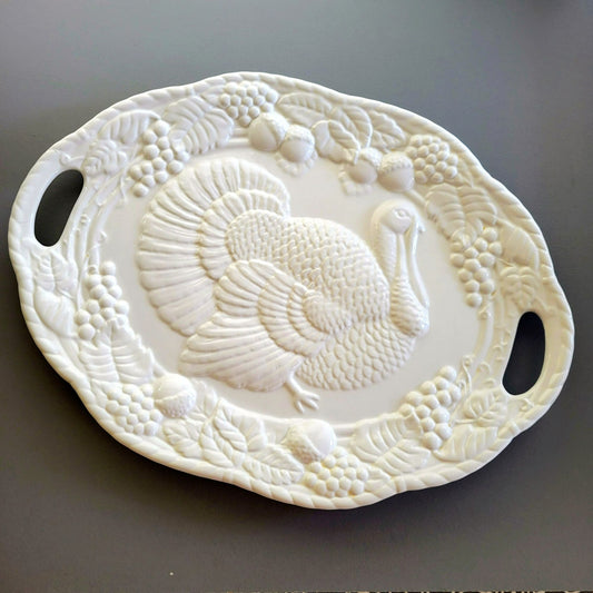 Montgomery Ward Large 21" White Ceramic Turkey Serving Platter
