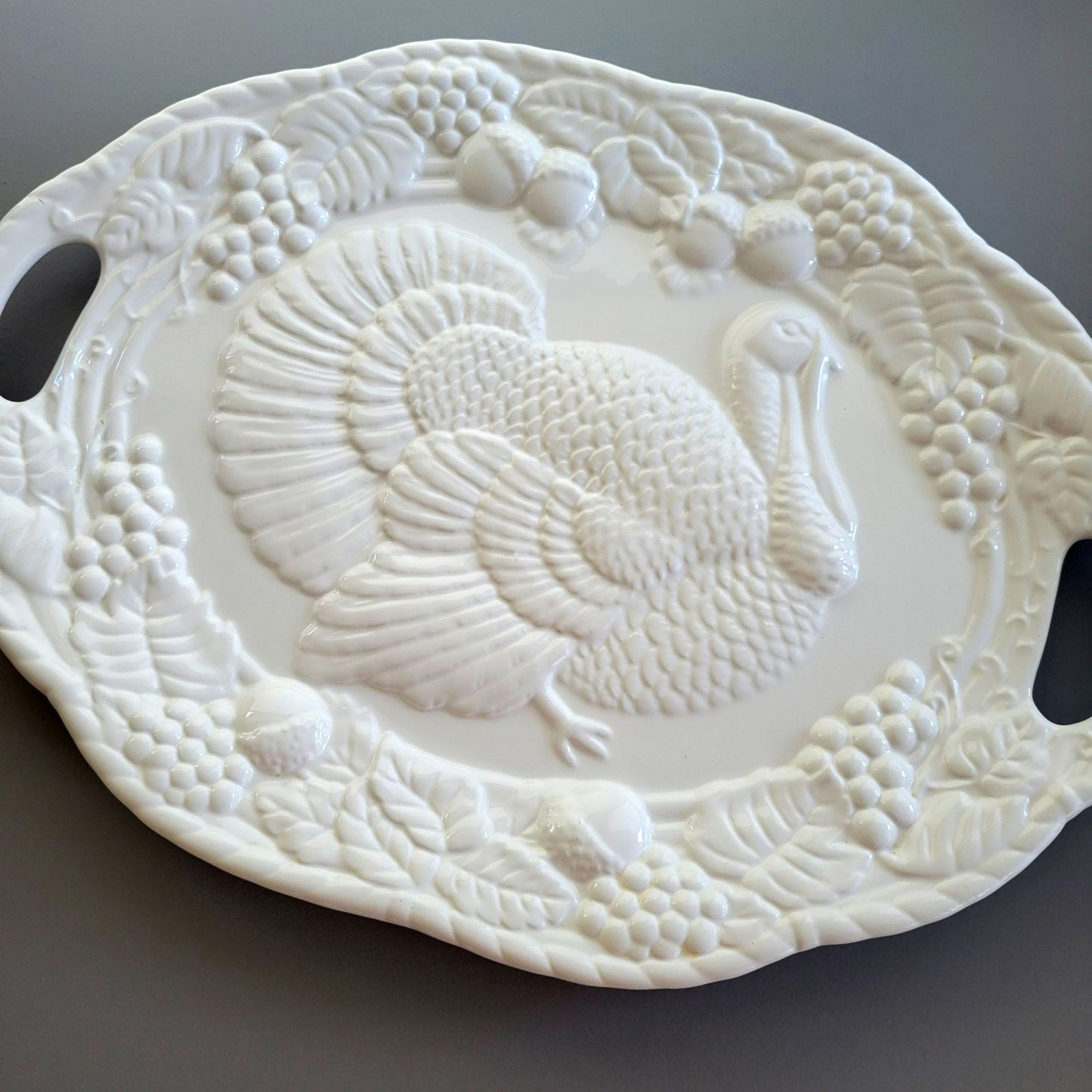 Montgomery Ward Large 21" White Ceramic Turkey Serving Platter
