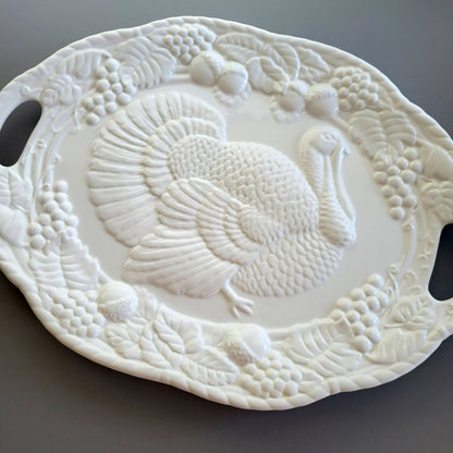 Montgomery Ward Large 21" White Ceramic Turkey Serving Platter