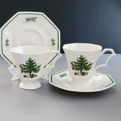 Nikko Christmastime Classic Collection Cup & Saucer, 2 SETS, c.1979-83