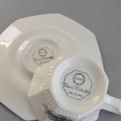 Nikko Christmastime Classic Collection Cup & Saucer, 2 SETS, c.1979-83