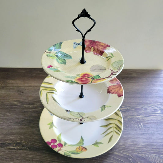 Mismatched 3 Tiered Dessert Stand from Spode Fruit Haven Dishes