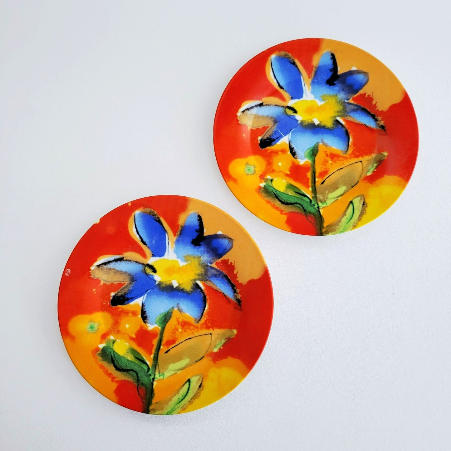 Watercolor Floral Ceramic Salad Plates, Set Of 2