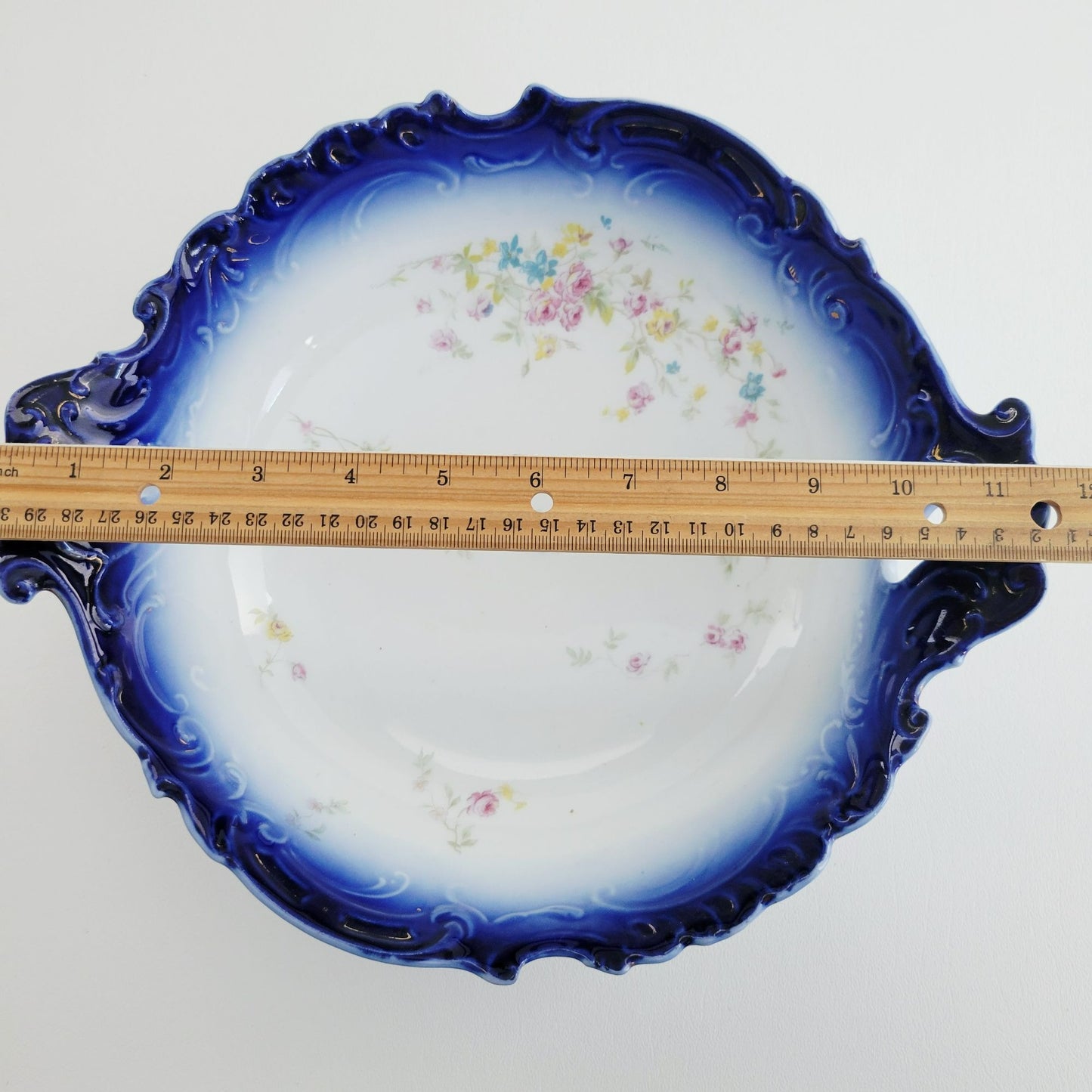 LS&S Carlsbad Flow Blue Decorative Bowl,  Austria c.1890-1917