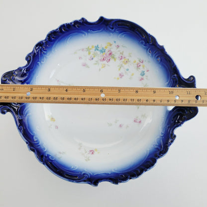 LS&S Carlsbad Flow Blue Decorative Bowl,  Austria c.1890-1917