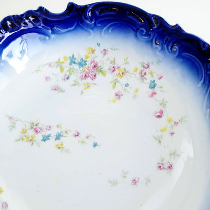 LS&S Carlsbad Flow Blue Decorative Bowl,  Austria c.1890-1917