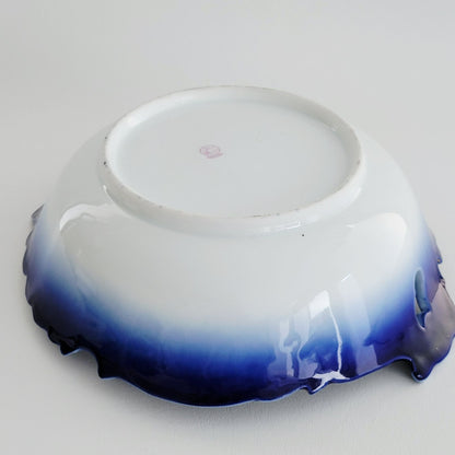 LS&S Carlsbad Flow Blue Decorative Bowl,  Austria c.1890-1917