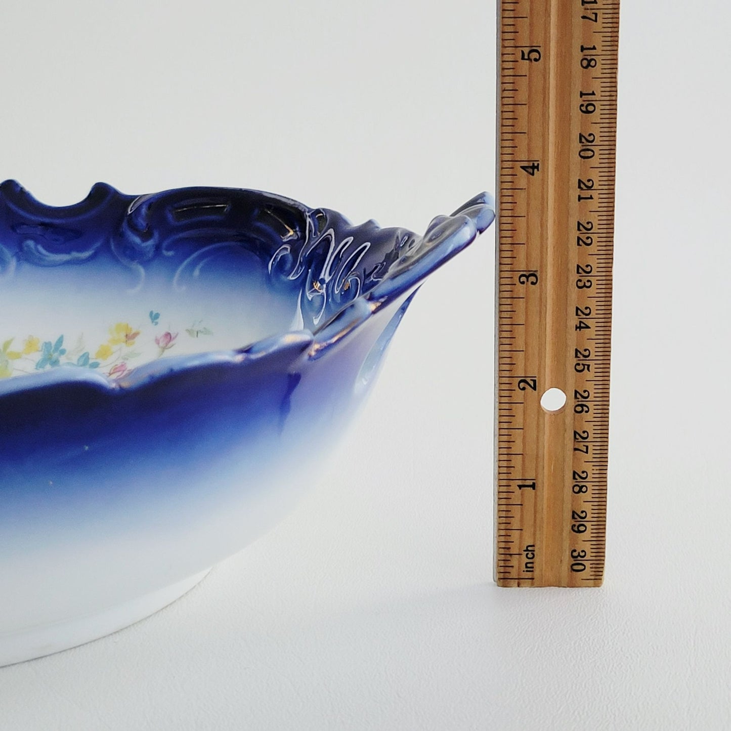LS&S Carlsbad Flow Blue Decorative Bowl,  Austria c.1890-1917