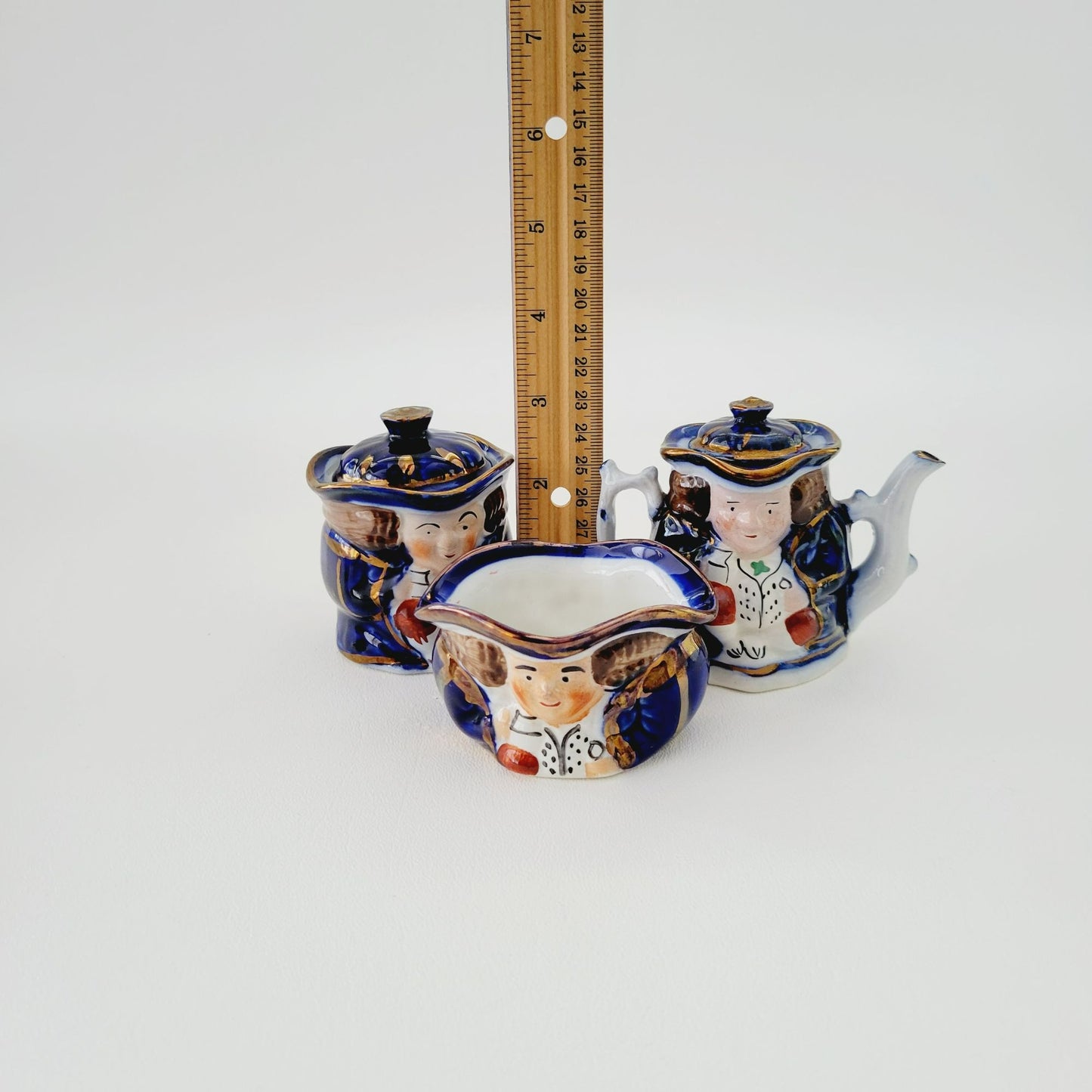 Double Sided Toby Miniature Tea Set, by Old Castle Made in England