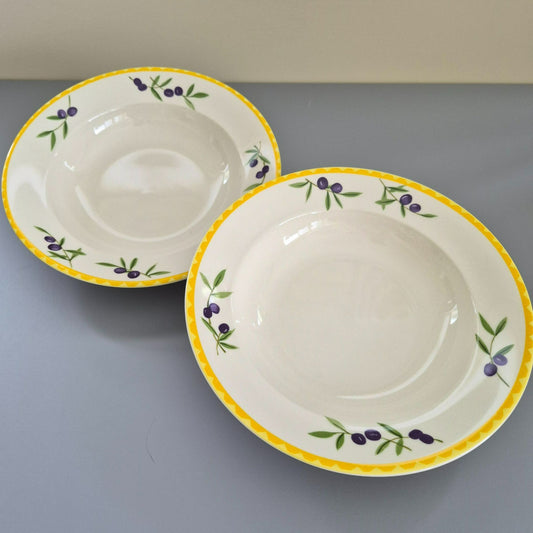 Studio Nova "Olive Branch" Large Rim Soup Bowl, Set of 2, c.2002-2006