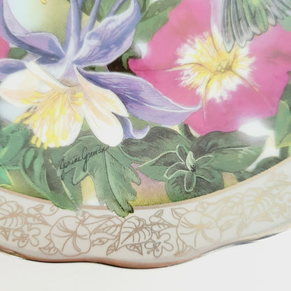 Bradford Exchange Hummingbird Silver Edge Plate, Perfect Harmony Whispering Wings Collection,  c.1996 by Janene Grende,