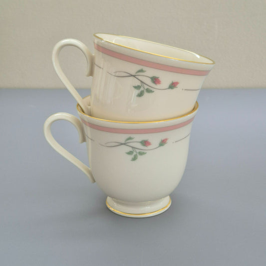 Lenox "Rose Manor Pink" Footed Cup Set of 2, c.1985-99 USA