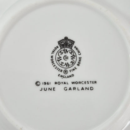 Royal Worcester "June Garland" Espresso Cup & Saucer, 2 Sets, c.1965-85 England