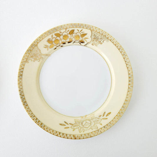 Chikaramachi Embossed Hand-Painted Salad Plate, Set of 2, 1920-30s Japan