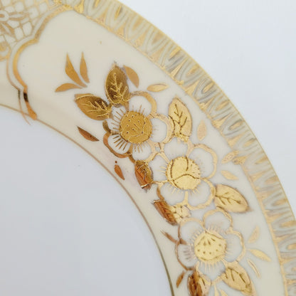 Chikaramachi Embossed Hand-Painted Salad Plate, Set of 2, 1920-30s Japan