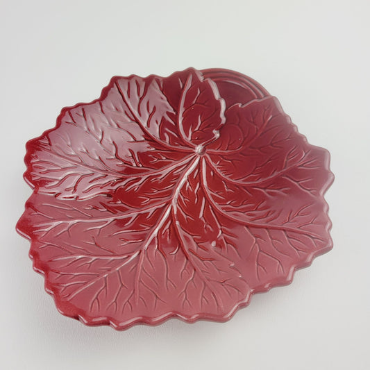 Pastis & Co Red Leaf Salad Plate, Embossed Design, Made in France
