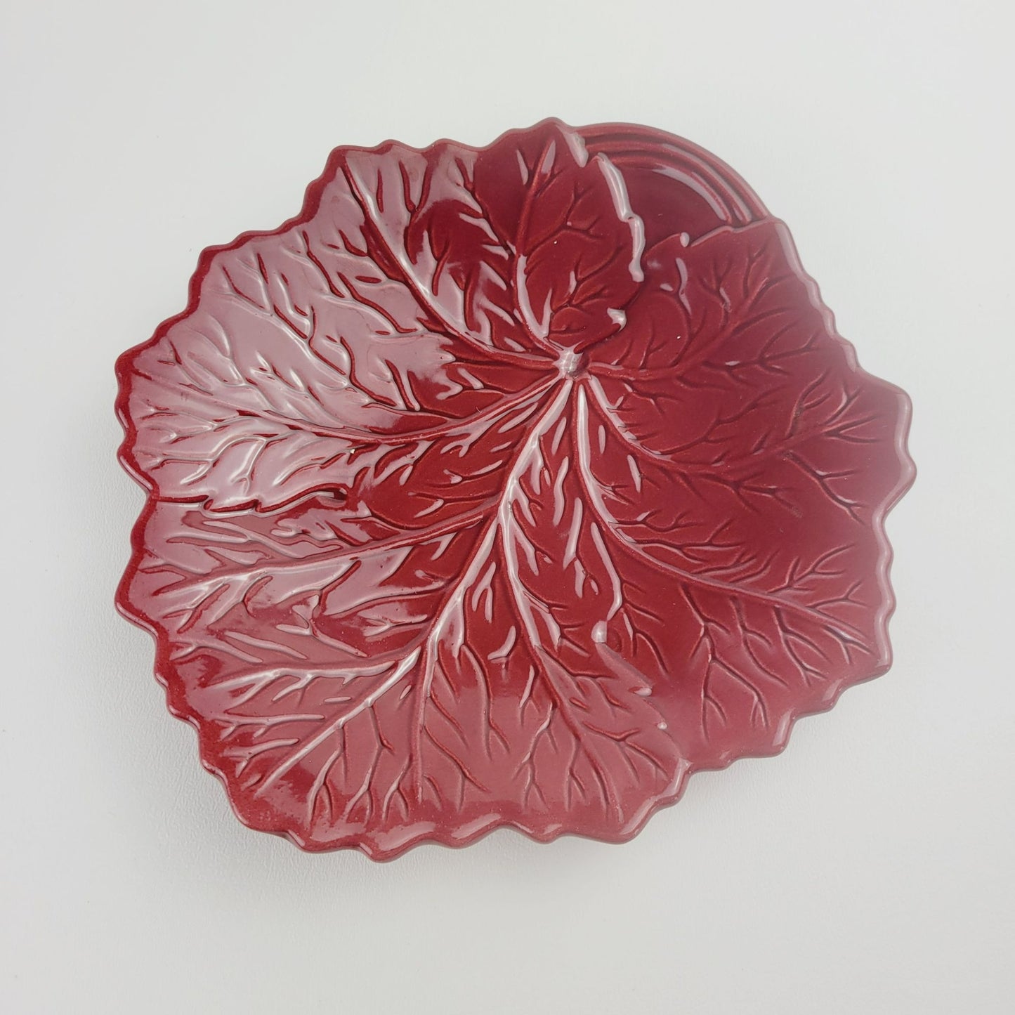 Pastis & Co Red Leaf Salad Plate, Embossed Design, Made in France