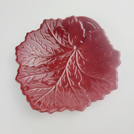 Pastis & Co Red Leaf Salad Plate, Embossed Design, Made in France