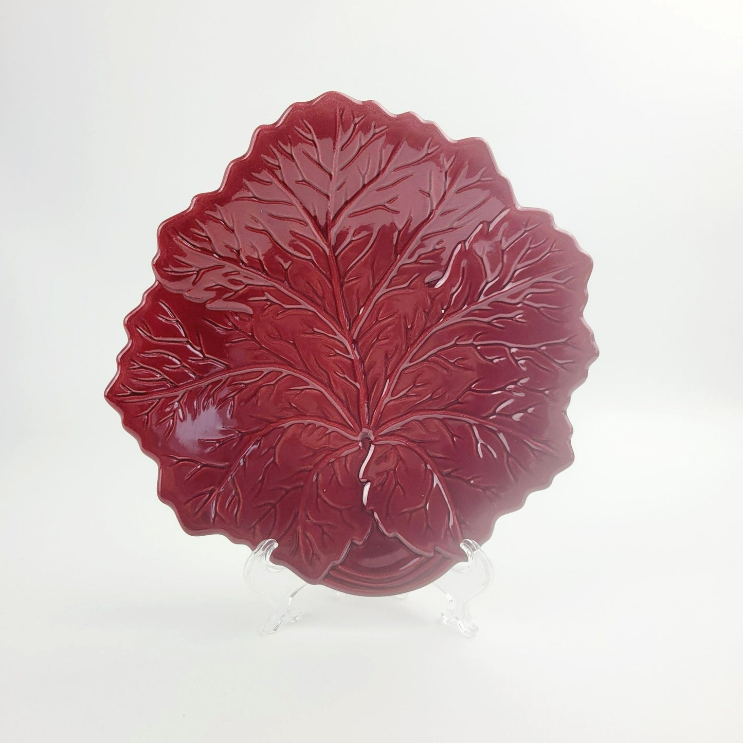Pastis & Co Red Leaf Salad Plate, Embossed Design, Made in France