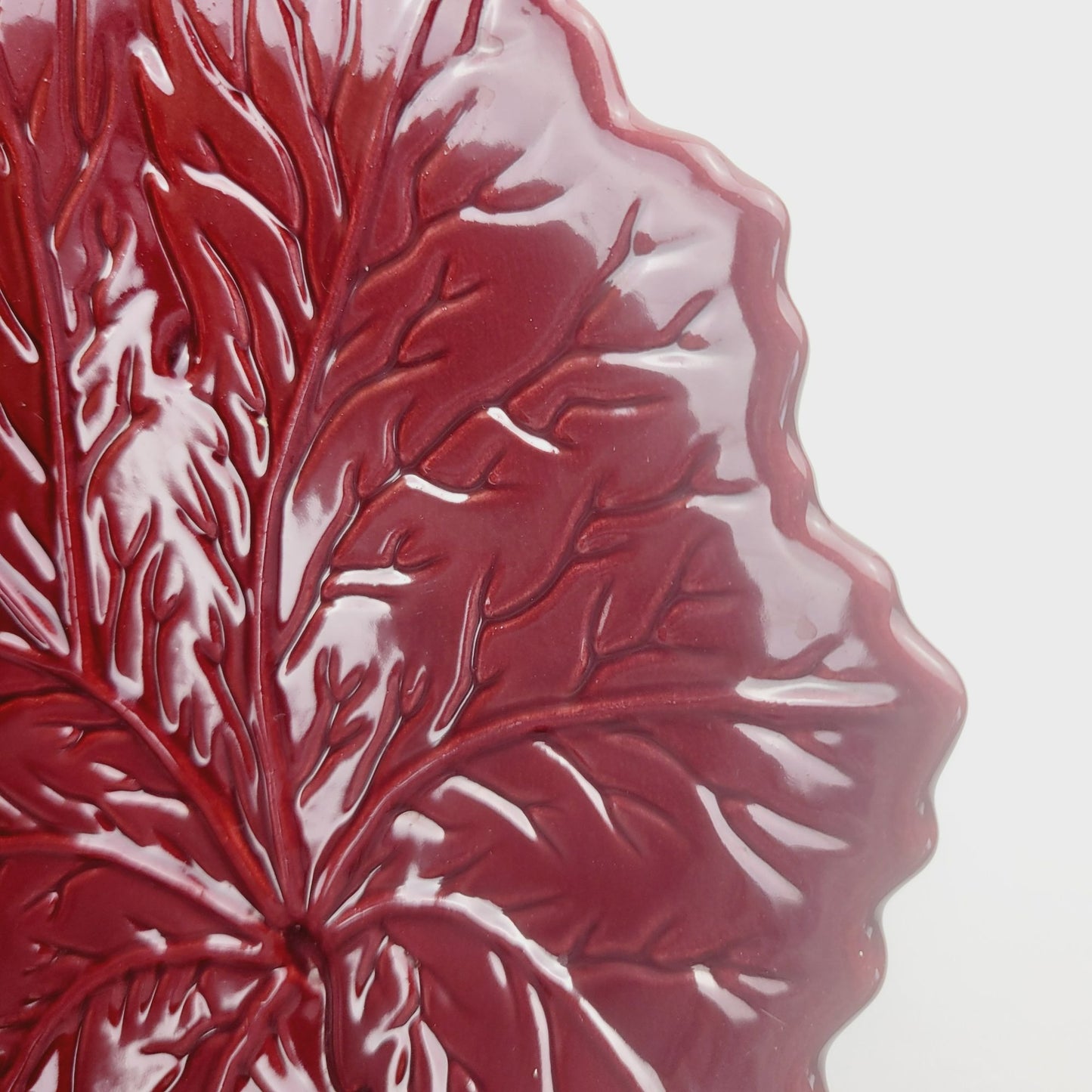 Pastis & Co Red Leaf Salad Plate, Embossed Design, Made in France