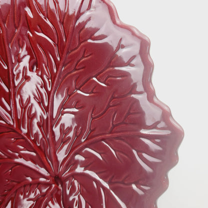 Pastis & Co Red Leaf Salad Plate, Embossed Design, Made in France