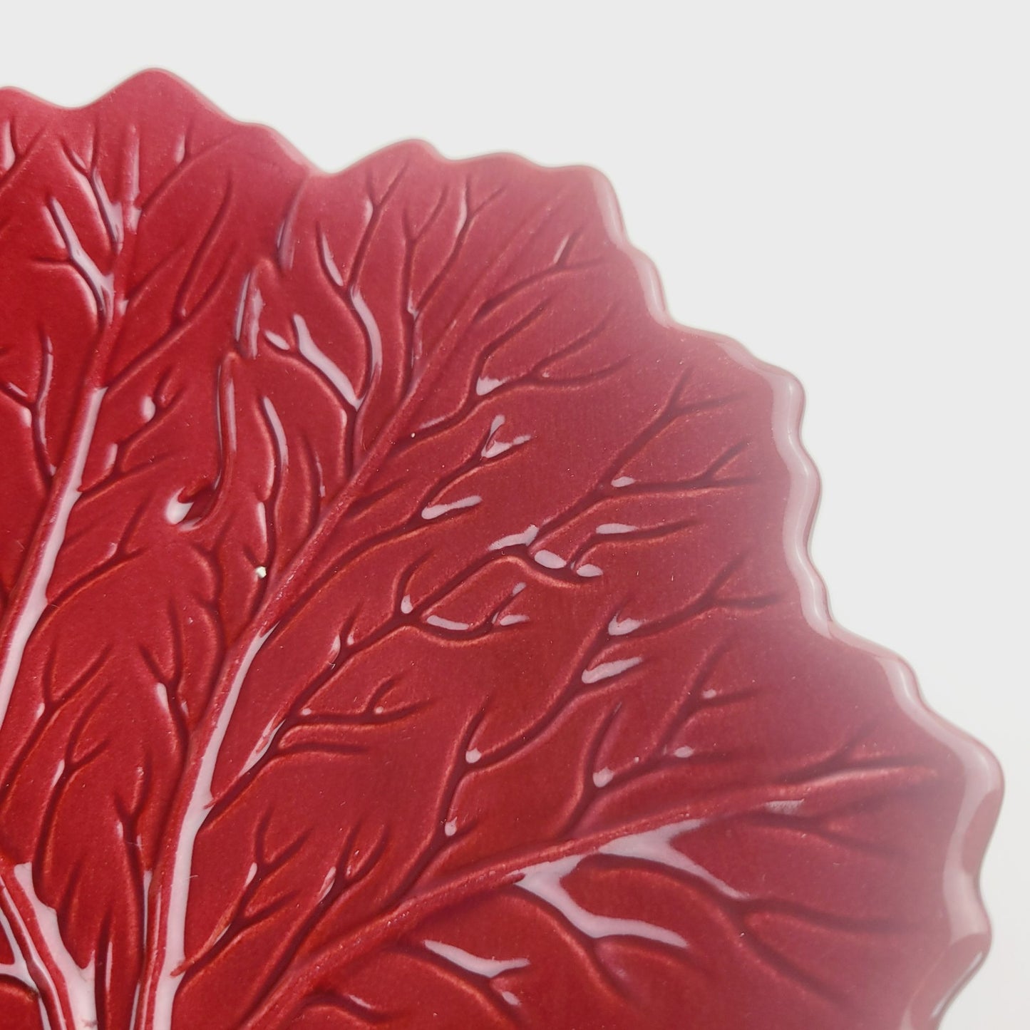 Pastis & Co Red Leaf Salad Plate, Embossed Design, Made in France