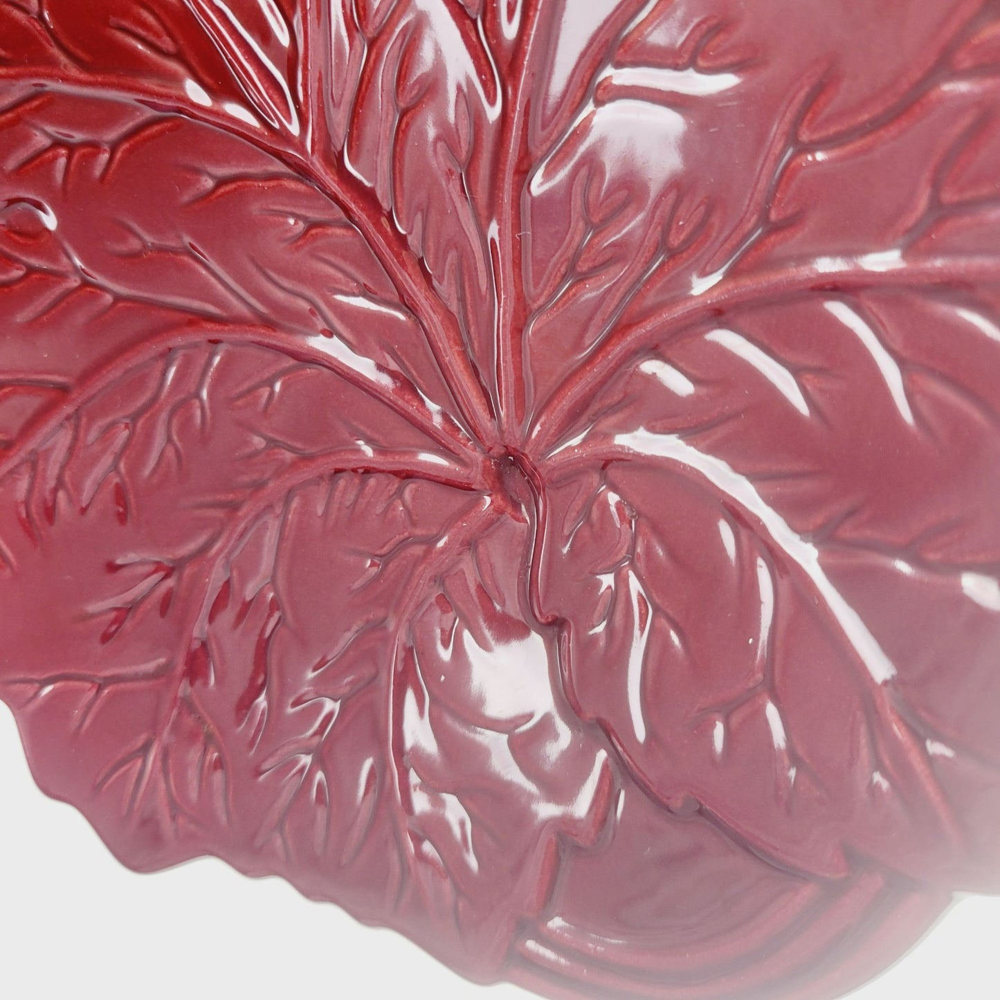 Pastis & Co Red Leaf Salad Plate, Embossed Design, Made in France