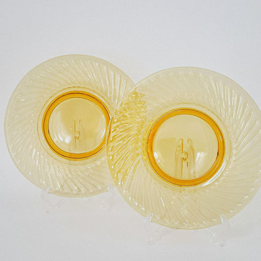 Imperial Glass "Twisted Optic" Footed Salad Plate Set of 2, c.1927-30 USA