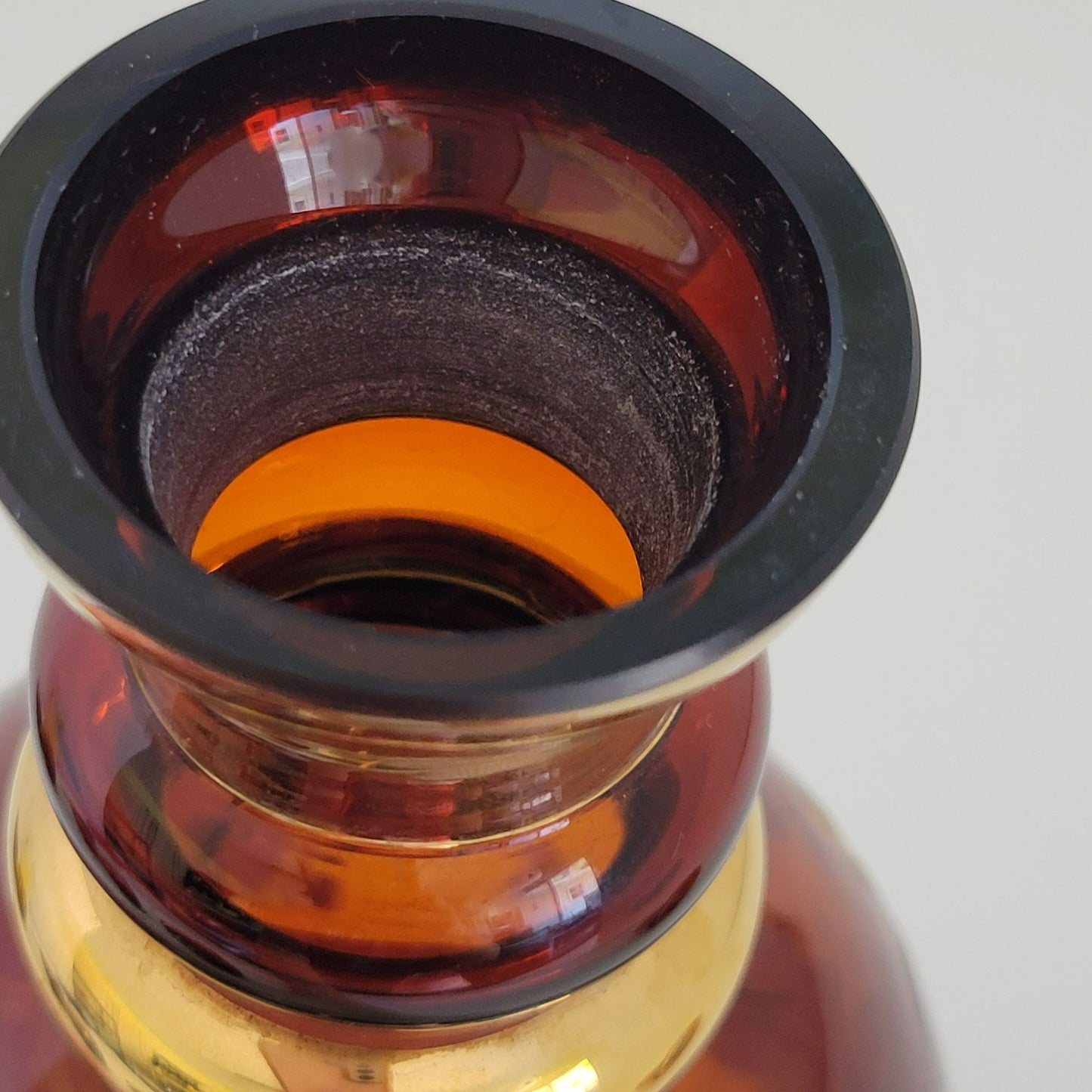 Vintage Etched Elk Stag Decanter Set, Amber Brown Bohemian Glass