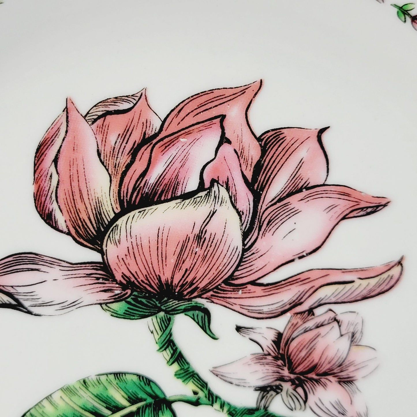 Botanical Gardens Magnolia Flower Cup, Saucer & Salad Plate Set, c1990s