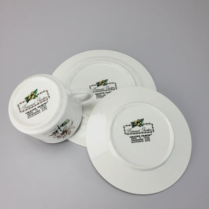 Botanical Gardens Magnolia Flower Cup, Saucer & Salad Plate Set, c1990s