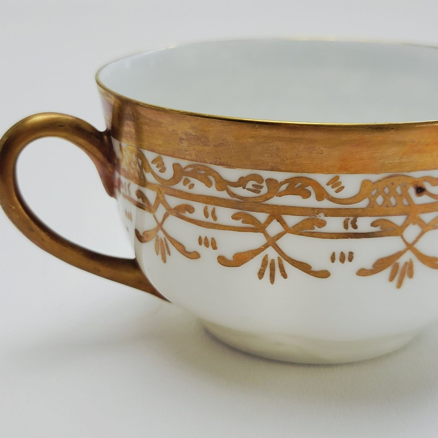 Heinrich & Co. Gold & White Bouillon Soup Cup & Saucer, 2 Sets, Made in Germany