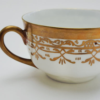 Heinrich & Co. Gold & White Bouillon Soup Cup & Saucer, 2 Sets, Made in Germany