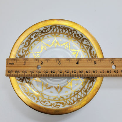 Heinrich & Co. Gold & White Bouillon Soup Cup & Saucer, 2 Sets, Made in Germany