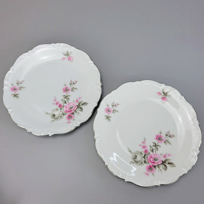 Tirschenreuth Picardy Salad Plate, Set of 2, Platinum Trim, c.1969 Bavaria Germany