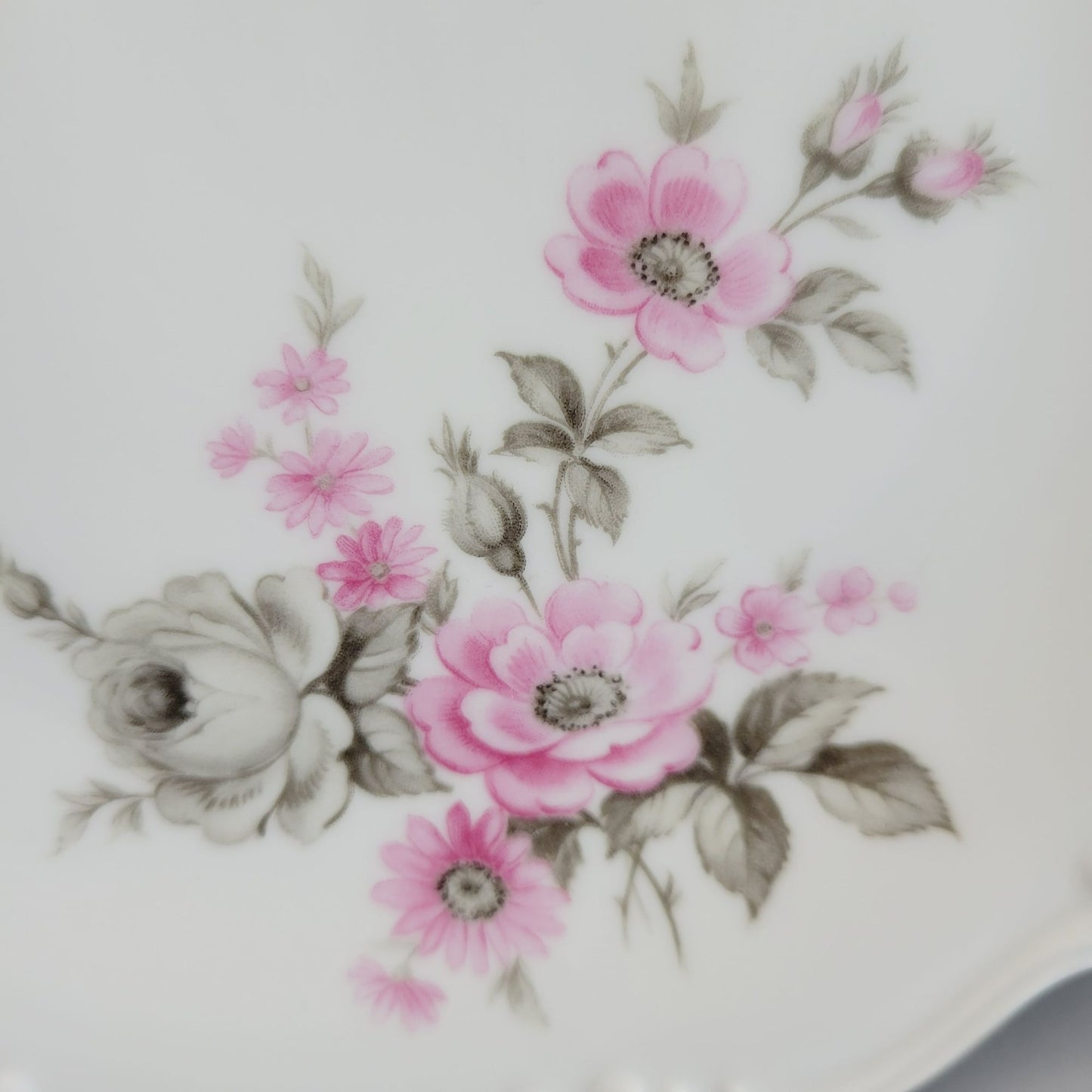 Tirschenreuth Picardy Salad Plate, Set of 2, Platinum Trim, c.1969 Bavaria Germany