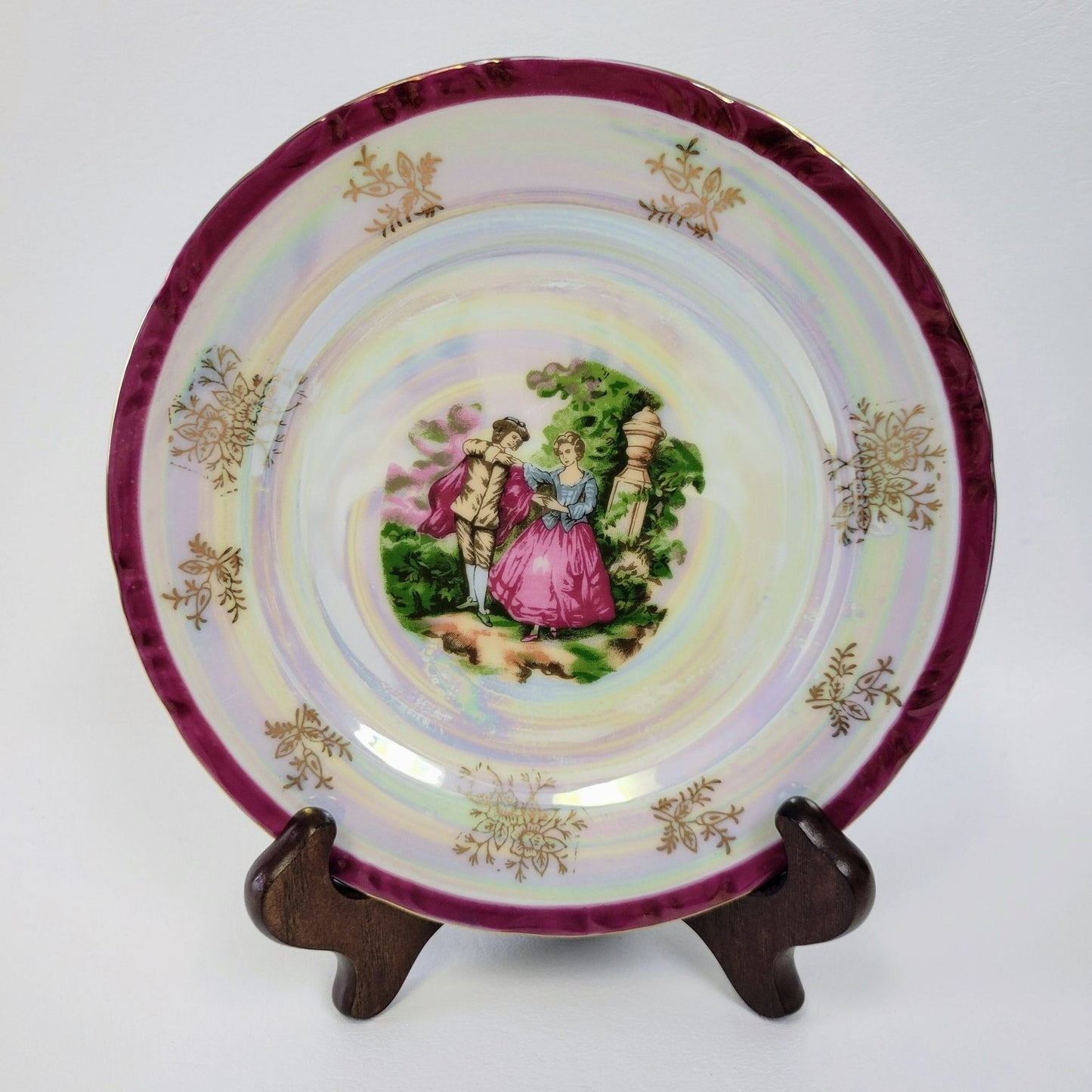 Courting Couple Lusterware Salad Plate, Made in Japan