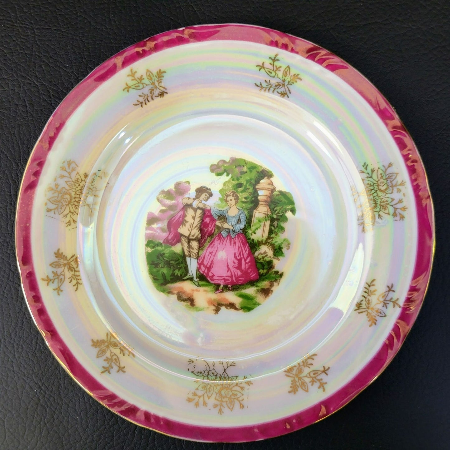 Courting Couple Lusterware Salad Plate, Made in Japan
