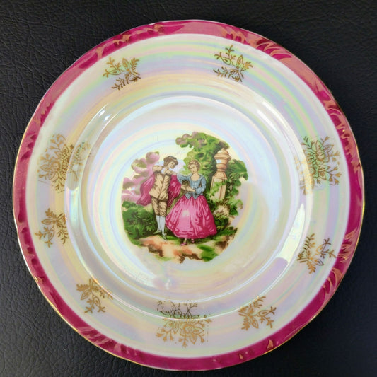 Courting Couple Lusterware Salad Plate, Made in Japan