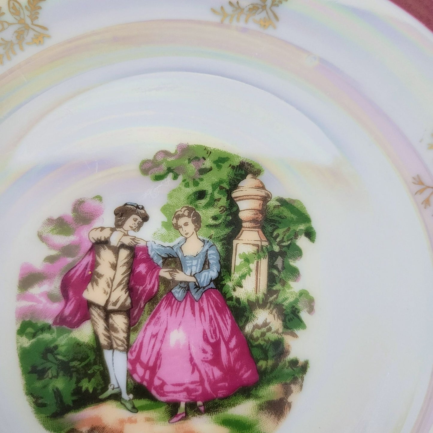 Courting Couple Lusterware Salad Plate, Made in Japan
