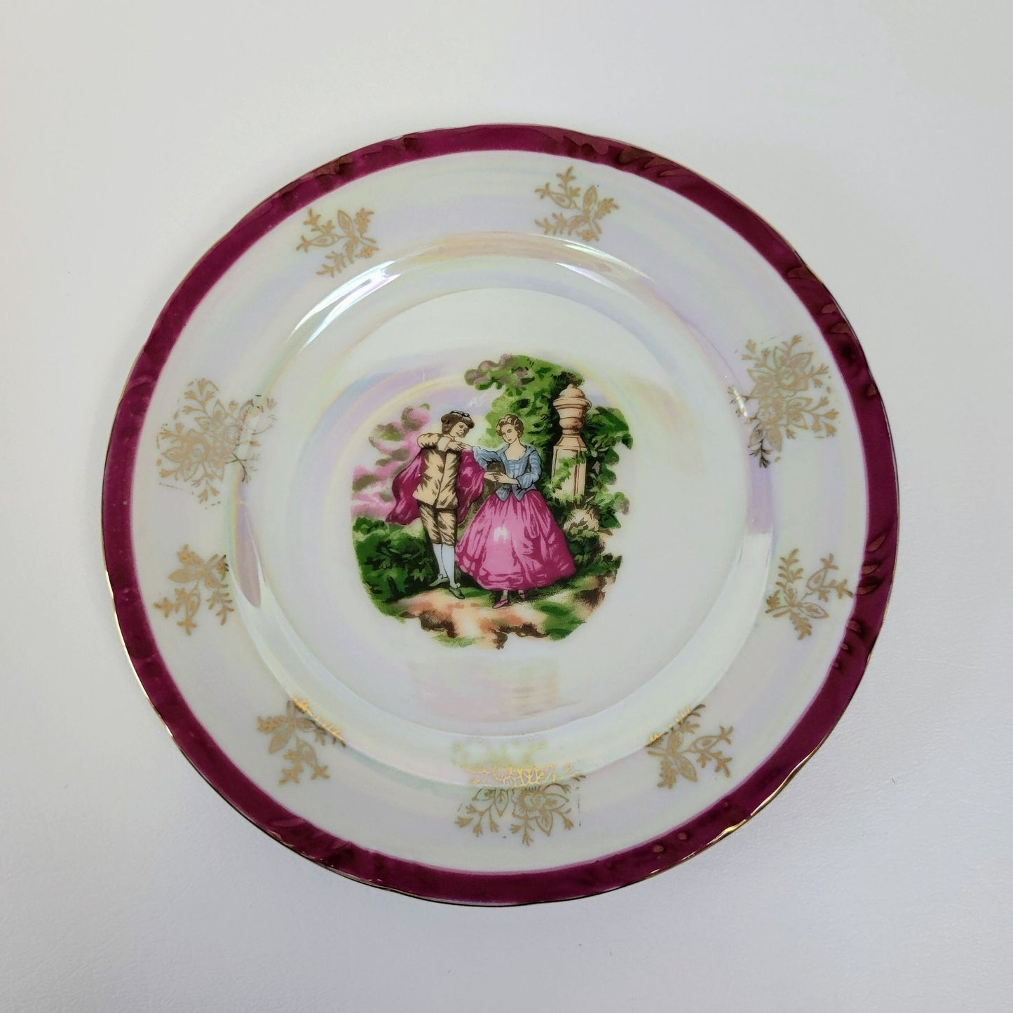 Courting Couple Lusterware Salad Plate, Made in Japan