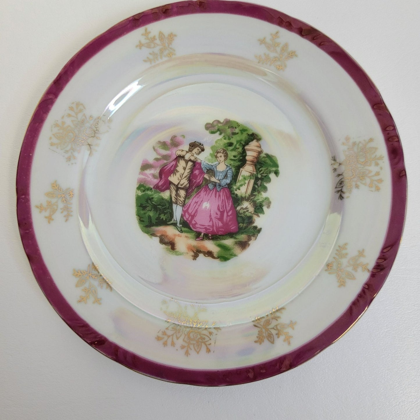 Courting Couple Lusterware Salad Plate, Made in Japan