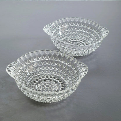 Vintage Textured Clear Dessert Berry Bowl, SET of 2, USA Made