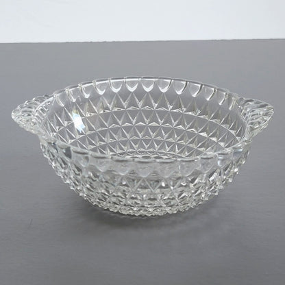 Vintage Textured Clear Dessert Berry Bowl, SET of 2, USA Made